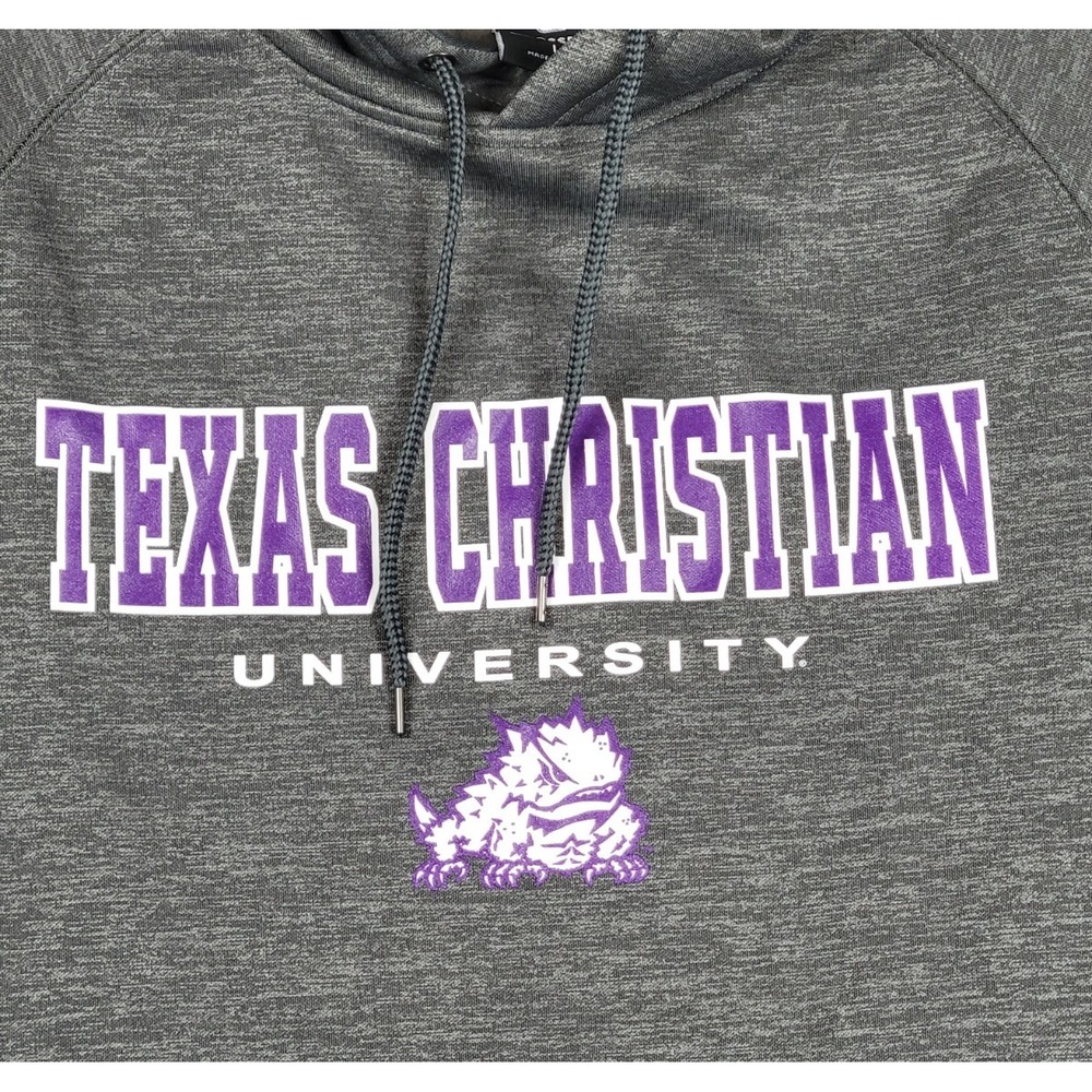 Texas Christian Horned Frogs NWOT Colosseum Hoodie Mens Large‎ Grey Purple